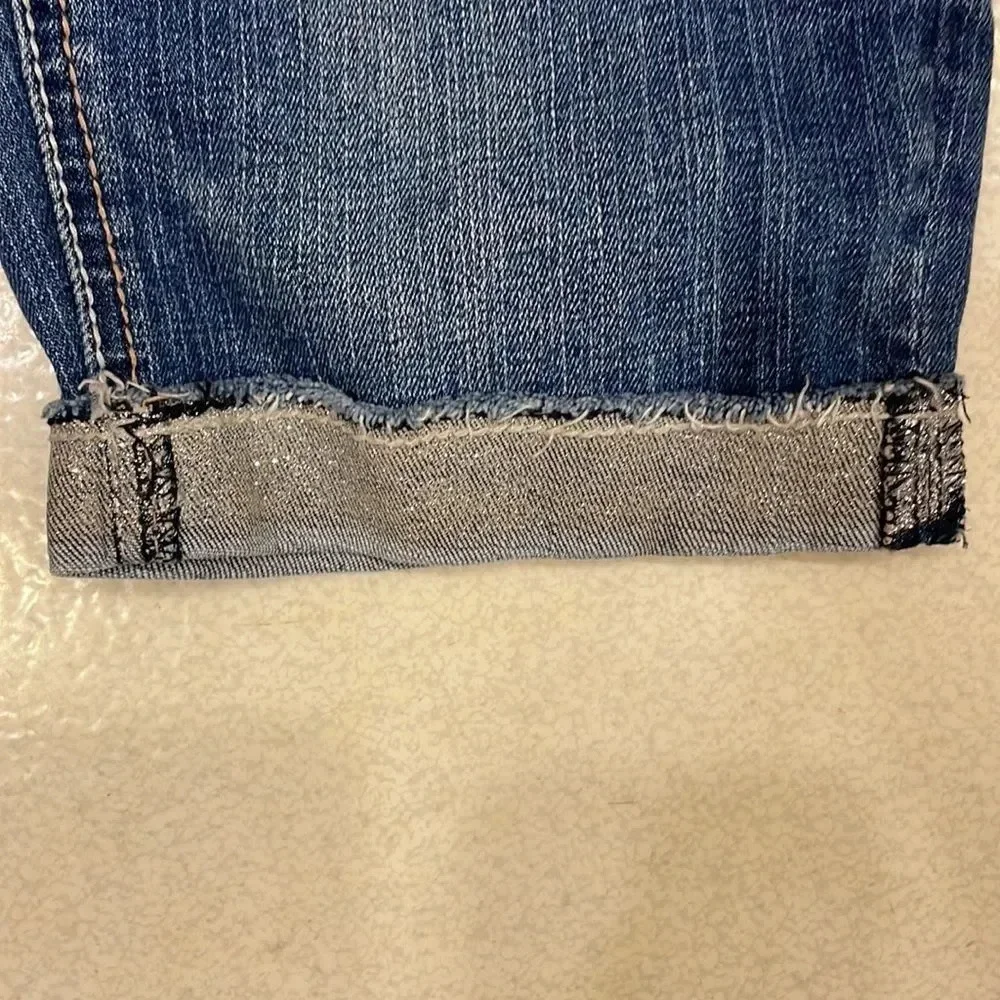 Justice cuffed glitter denim jean shorts girls size 10